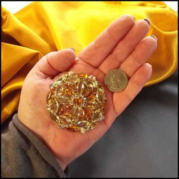 1950s Juliana Topaz Citrine Snowflake Vintage Brooch 14723 - Picture 5 of 6